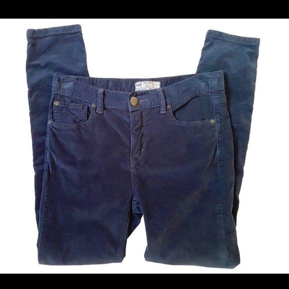 FREE PEOPLE Navy Blue Stretchy Corduroy Pants Skinny - Picture 3 of 6